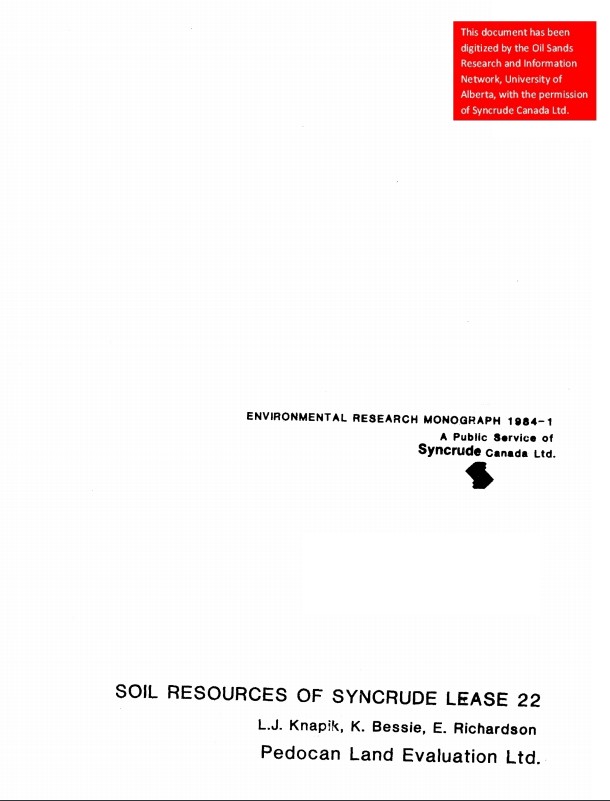 Soil Resources Of Syncrude Lease 22 Canadian Conservation And Land 